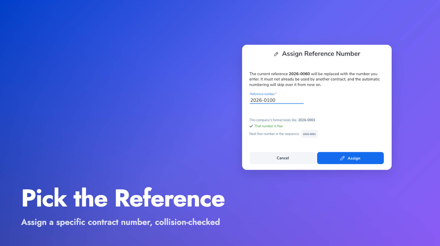 Assign a specific contract reference number