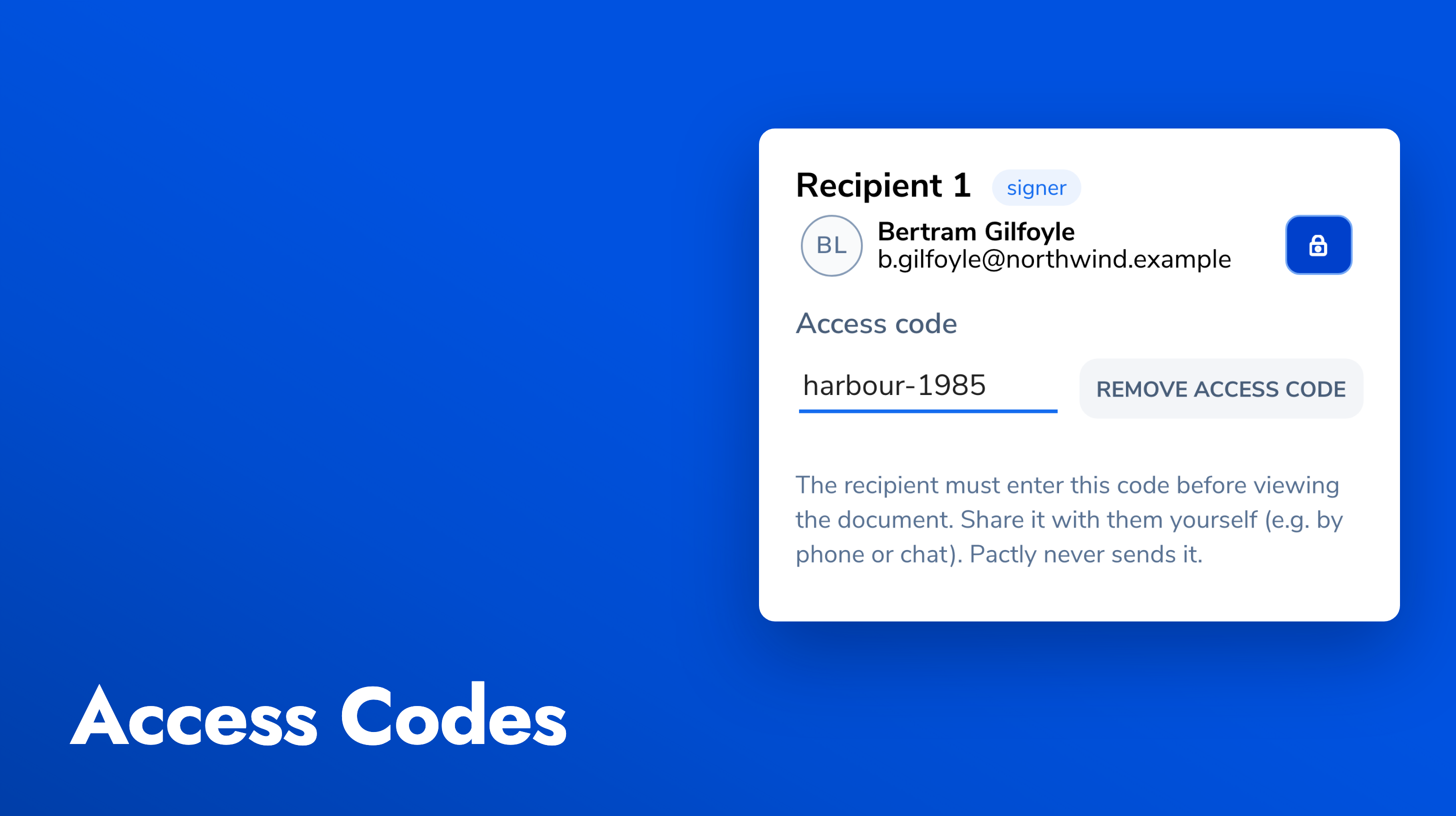 Set an access code on a signer