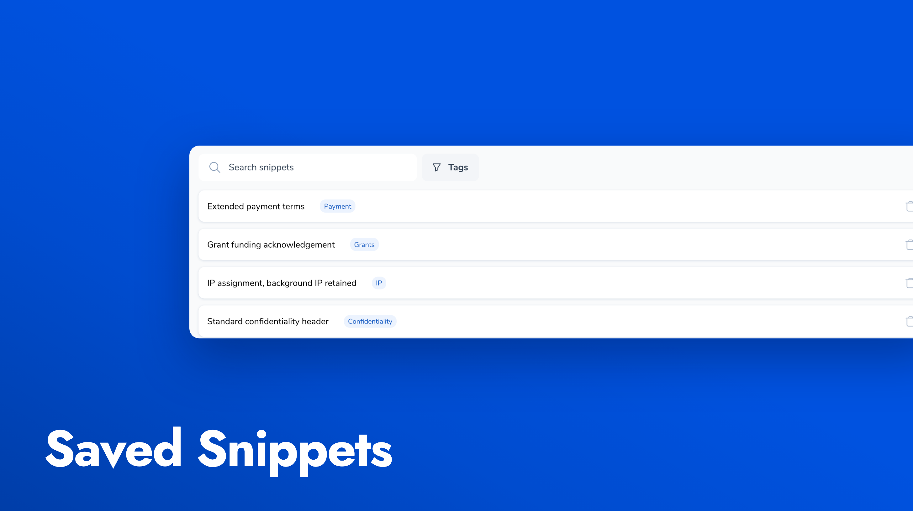 The company snippet library