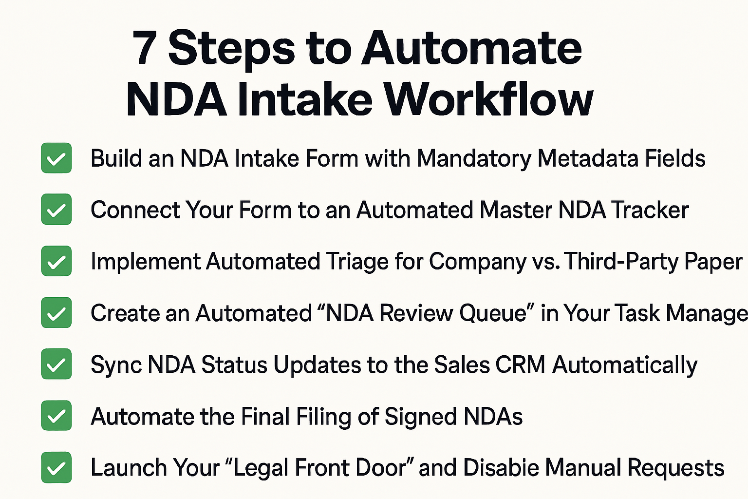 Follow this 7-step technical guide to automate the entire NDA intake and filing process for small legal teams using tools like Zapier and Slack.