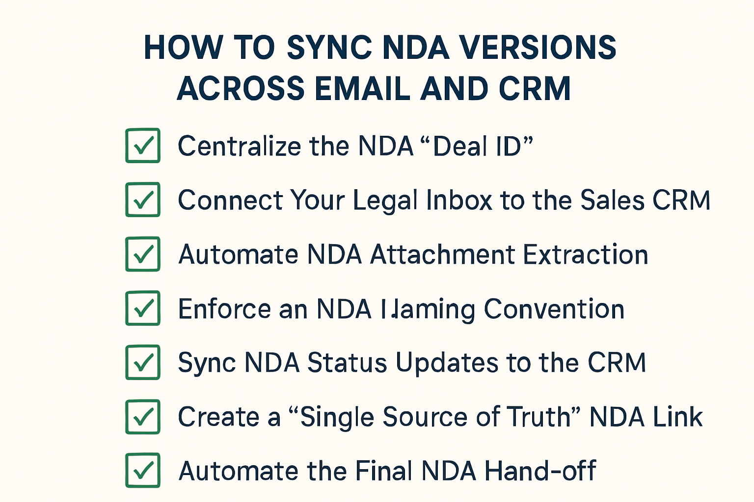 Follow these 7 steps to sync NDA versions between your email and CRM to keep your legal workflow moving.