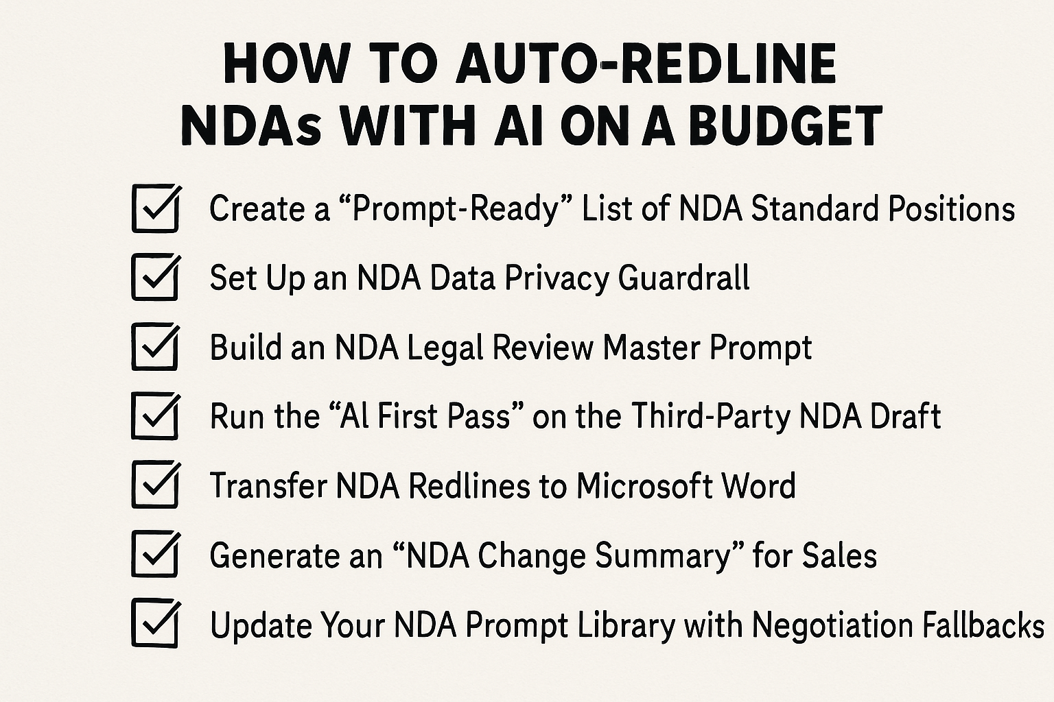 Follow this simple, budget-friendly workflow to use AI for auto-redlining third-party NDAs today.