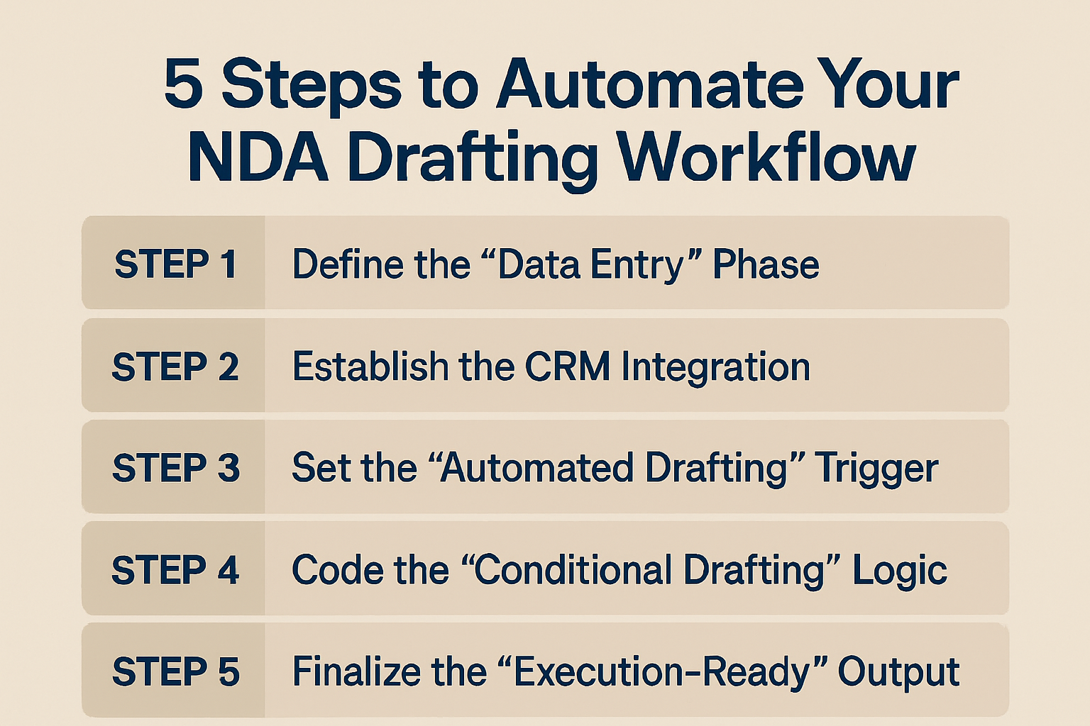 Learn 5 steps to automate your NDA drafting workflow using CRM integrations, automated triggers, and conditional logic.