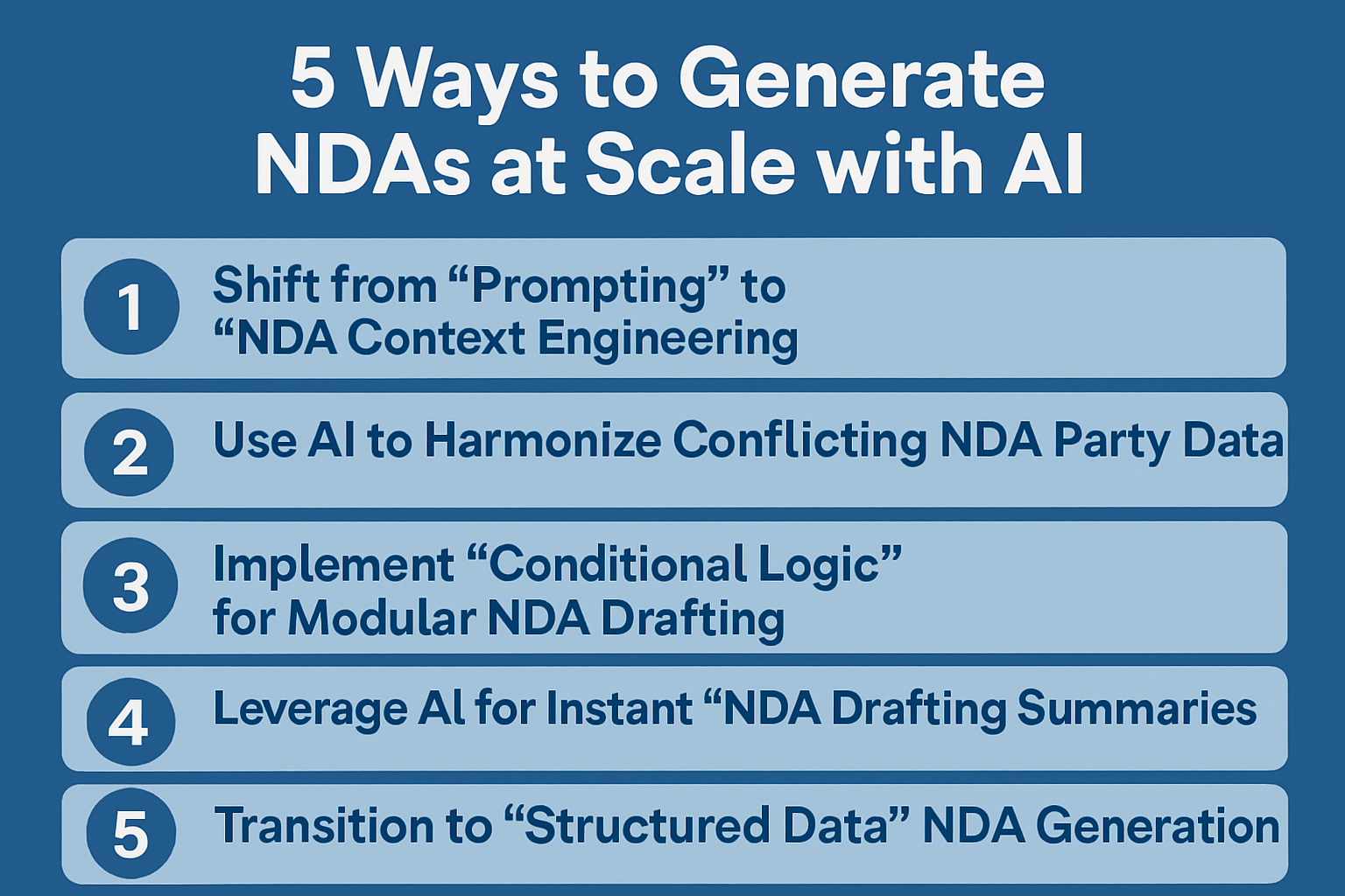 Learn 5 ways to generate high-quality NDA contracts at scale using context engineering, conditional logic, and structured data.