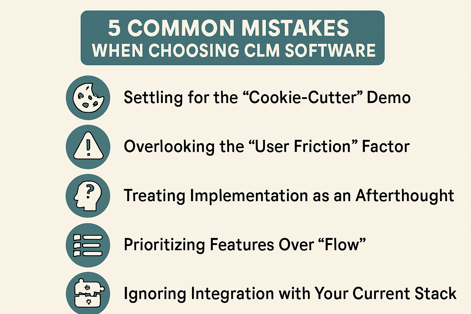 Avoid the 5 common mistakes when choosing CLM software. Learn how to skip the demo trap, prioritize user adoption, and ensure a successful implementation in 2026.