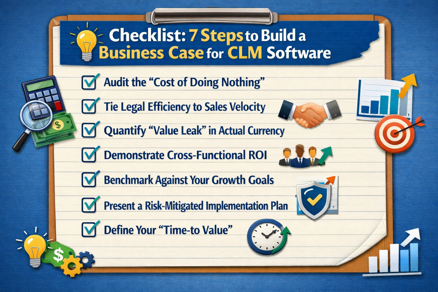 Learn 7 steps to build a compelling business case for CLM software, from auditing the cost of doing nothing to defining your time-to-value roadmap.