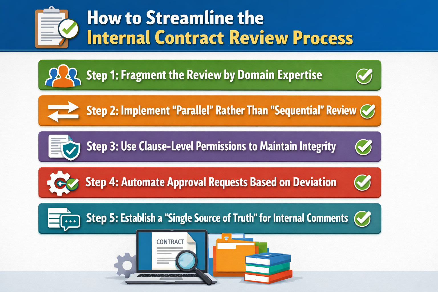 Learn how to streamline the internal contract review process with parallel reviews, clause-level permissions, and automated approval workflows.